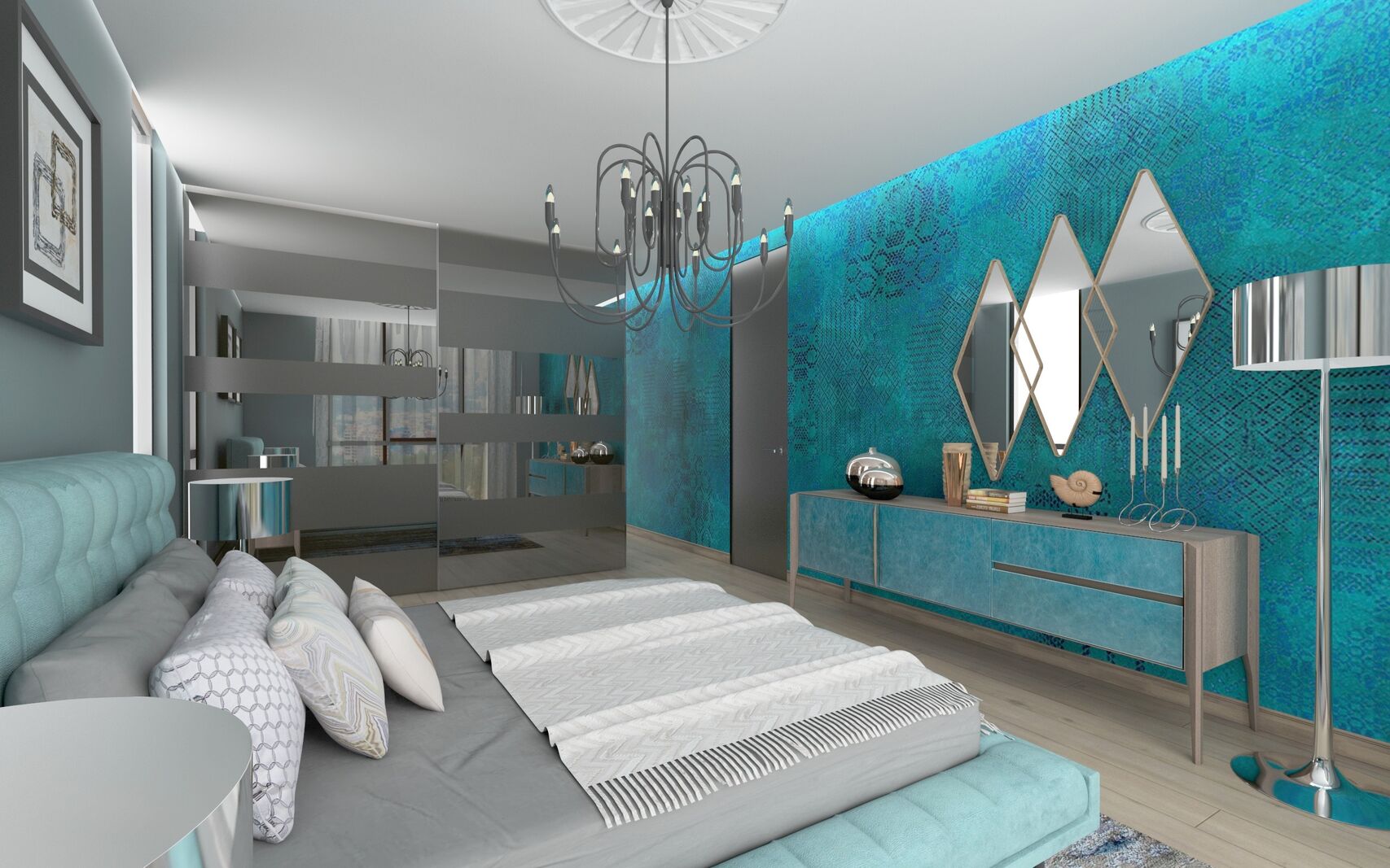Visualisierung: zur Teal-Wand.