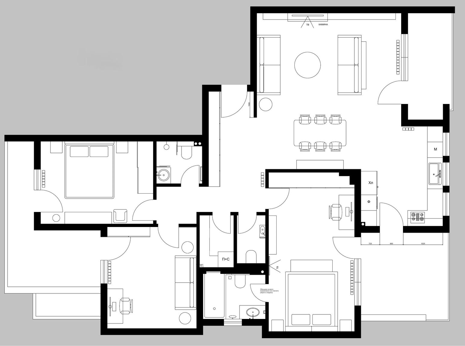 Planta del apartamento en Yambol.