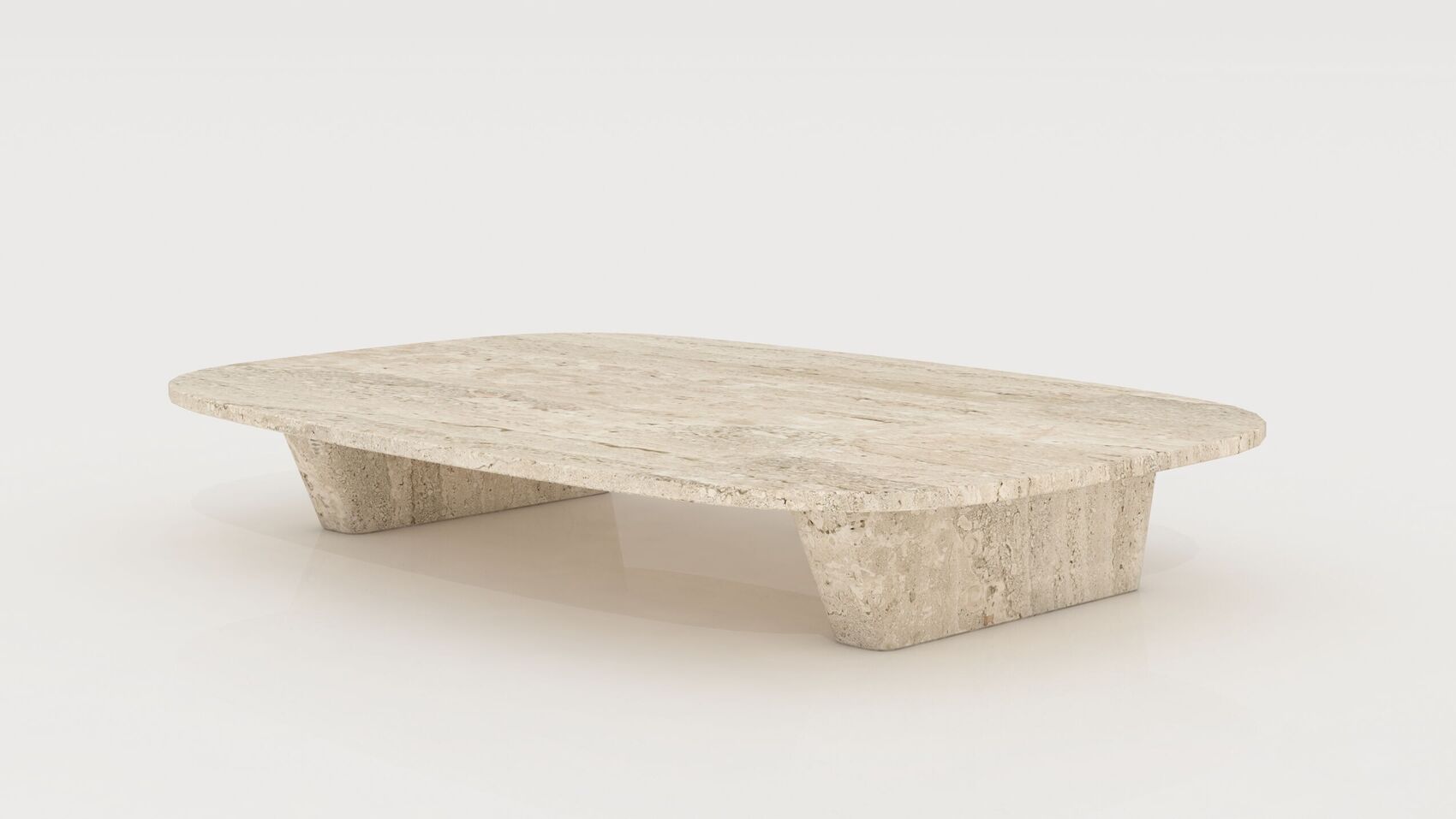 Megalith Table: ниска органична каменна маса с асиметричен плот.