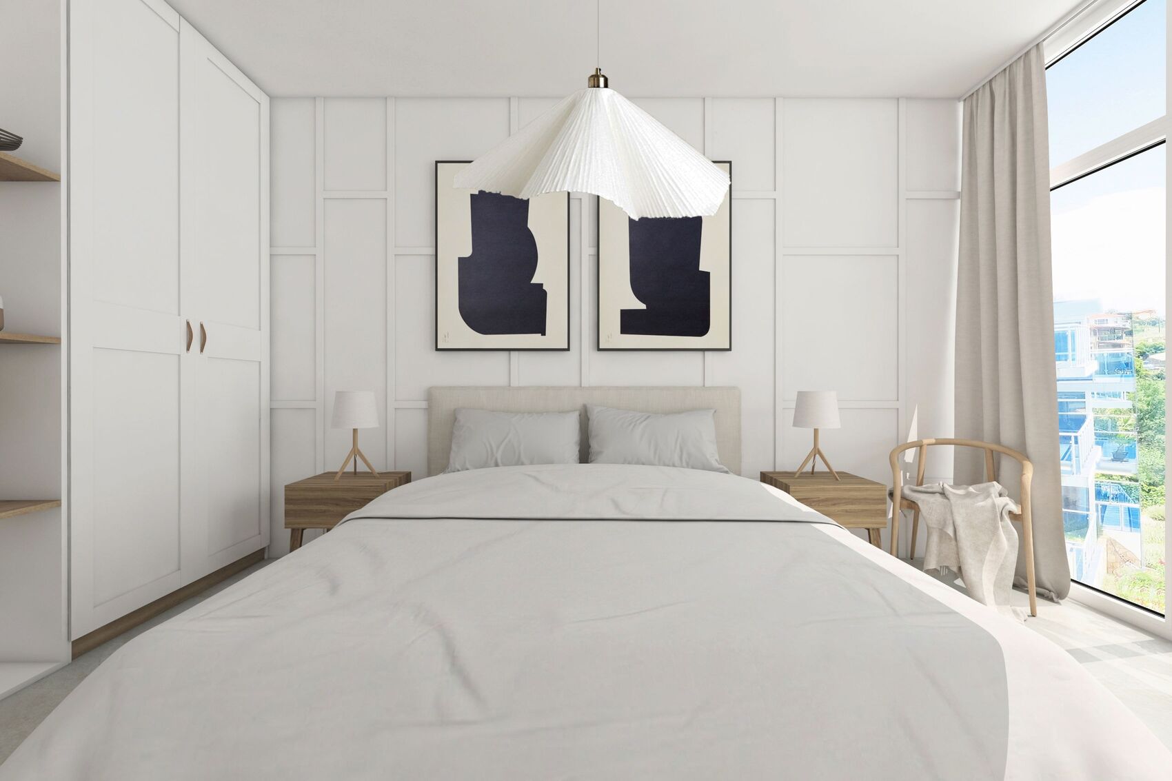 Das Schlafzimmer frontal.
