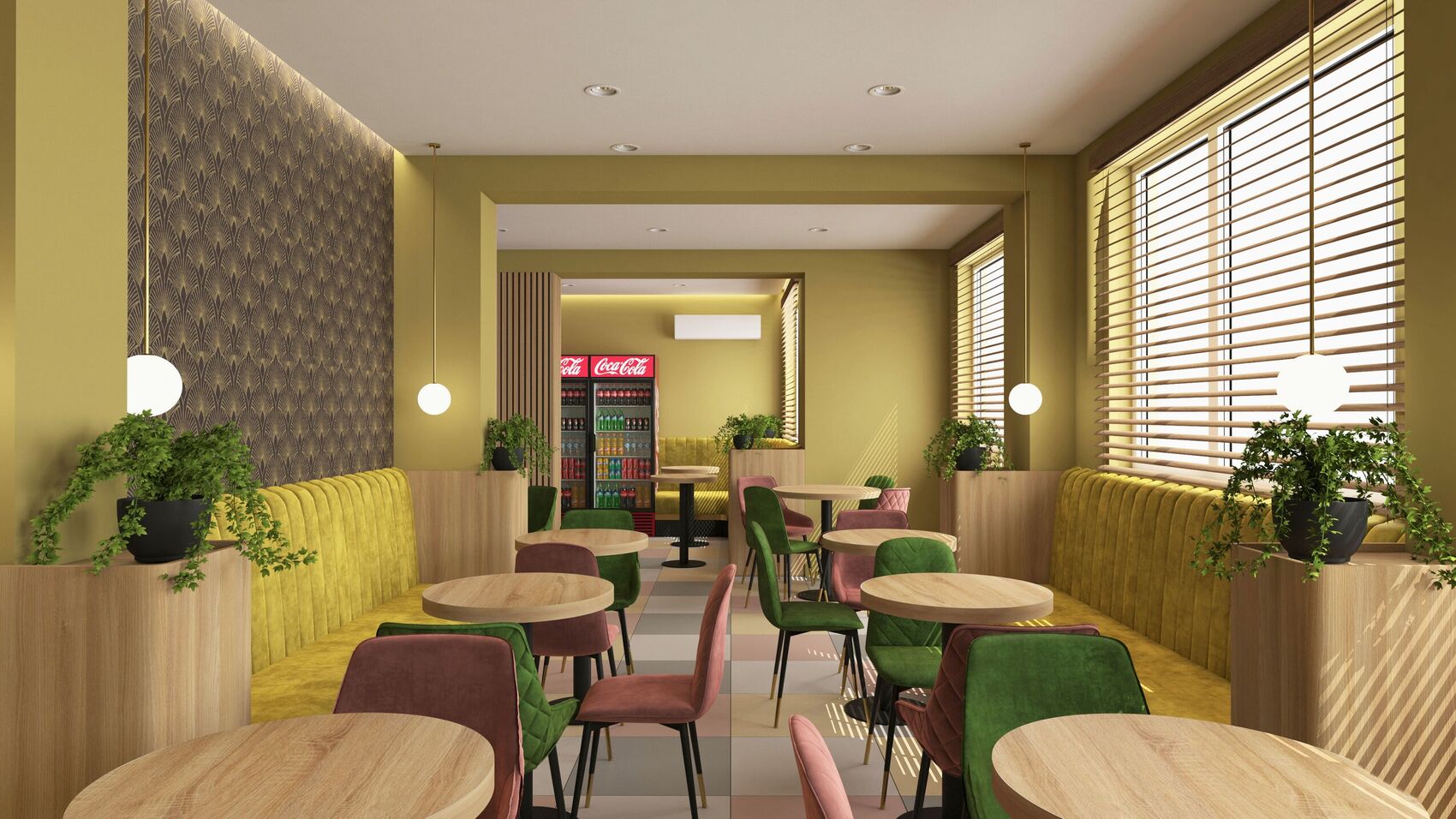 Dining room toward the opening and the windows.